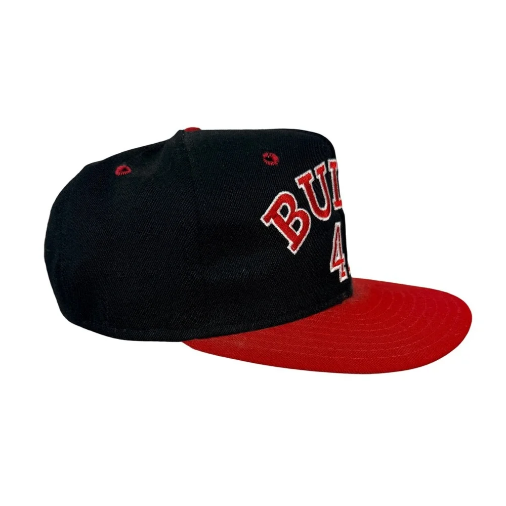 Vintage Chicago Bulls 45 AJD Snapback Hat Made in USA Black Red NBA Cap - BQ